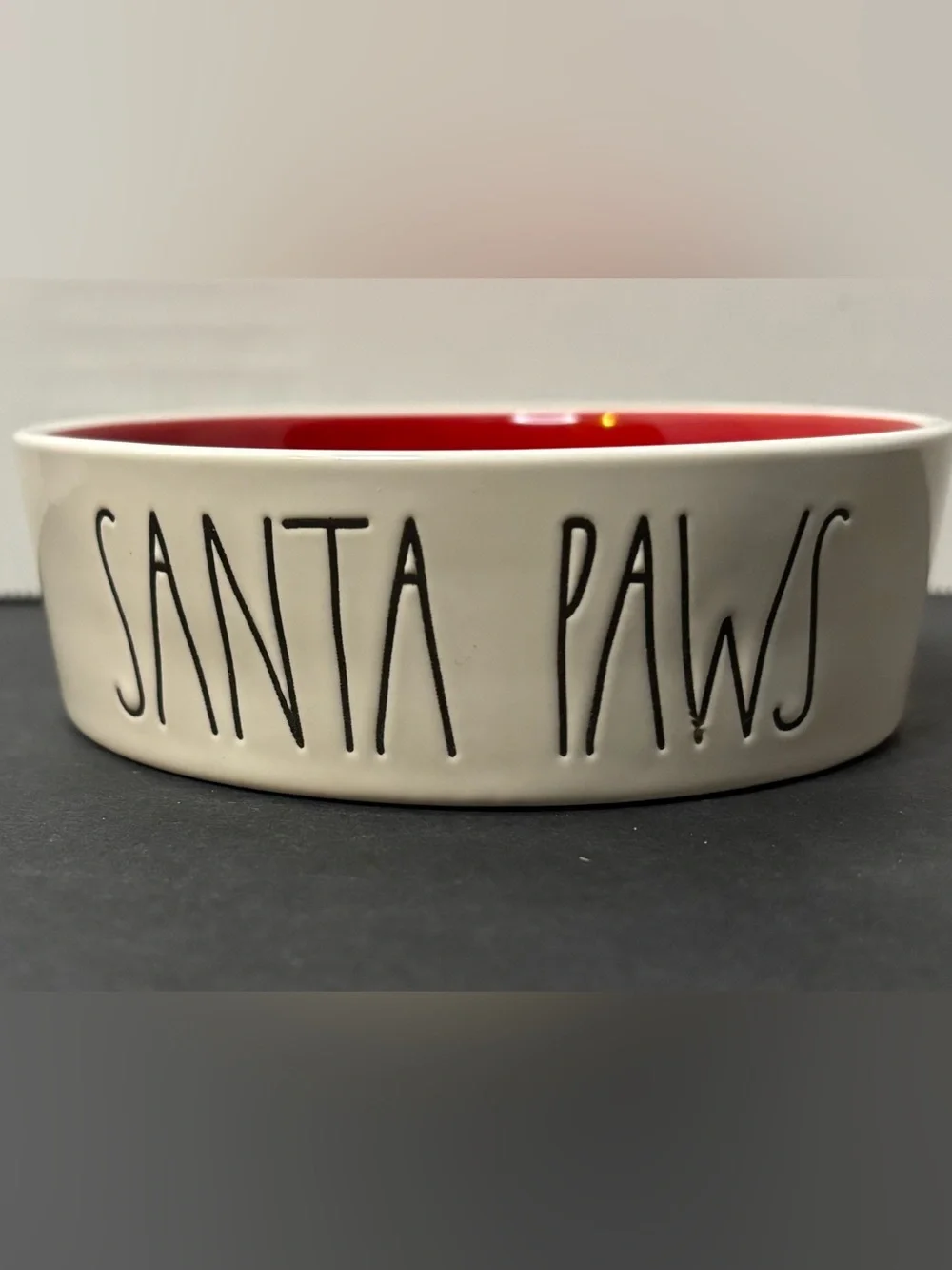 Rae Dunn Santa Paws Ceramic Pet Bowl